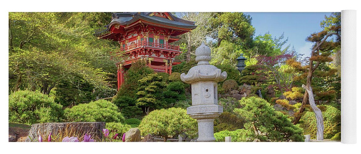 Japanese Garden Yoga Mat featuring the photograph Pagoda - Japanese Tea Garden by Susan Rissi Tregoning