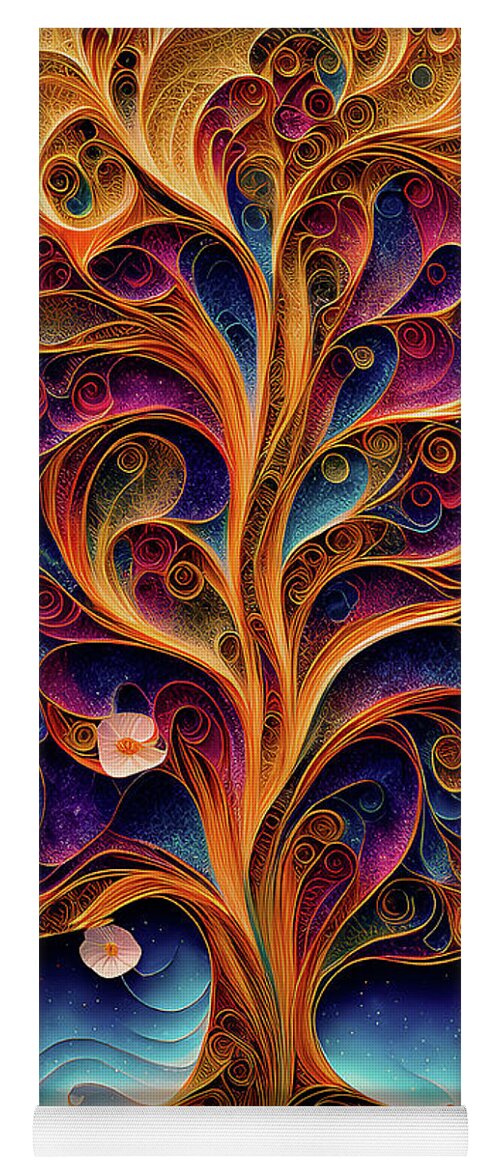 Tree Of Life Yoga Mat featuring the digital art Tree of Life - Paper Quilling by Peggy Collins