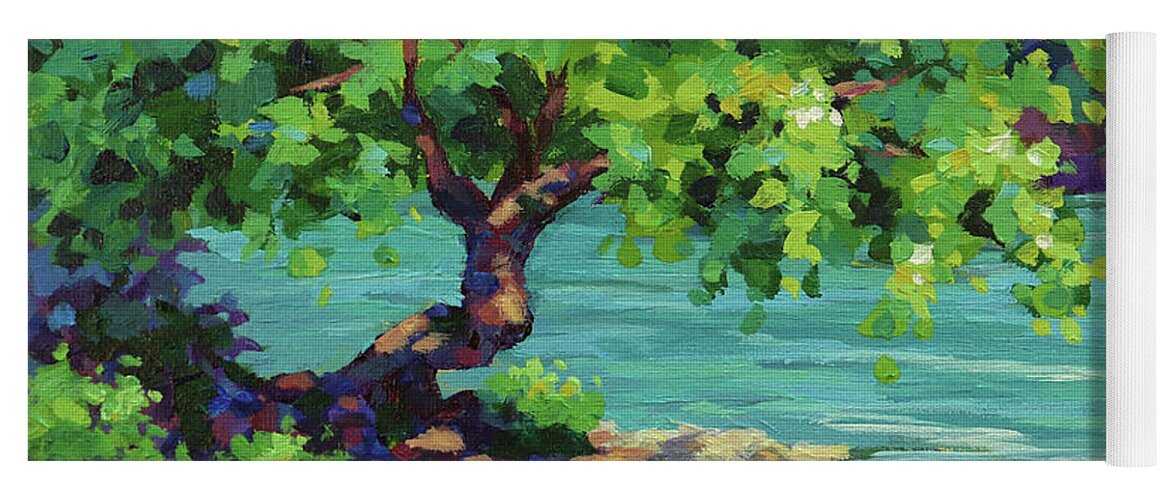 Trees Yoga Mat featuring the painting Tree on the River by Karen Ilari