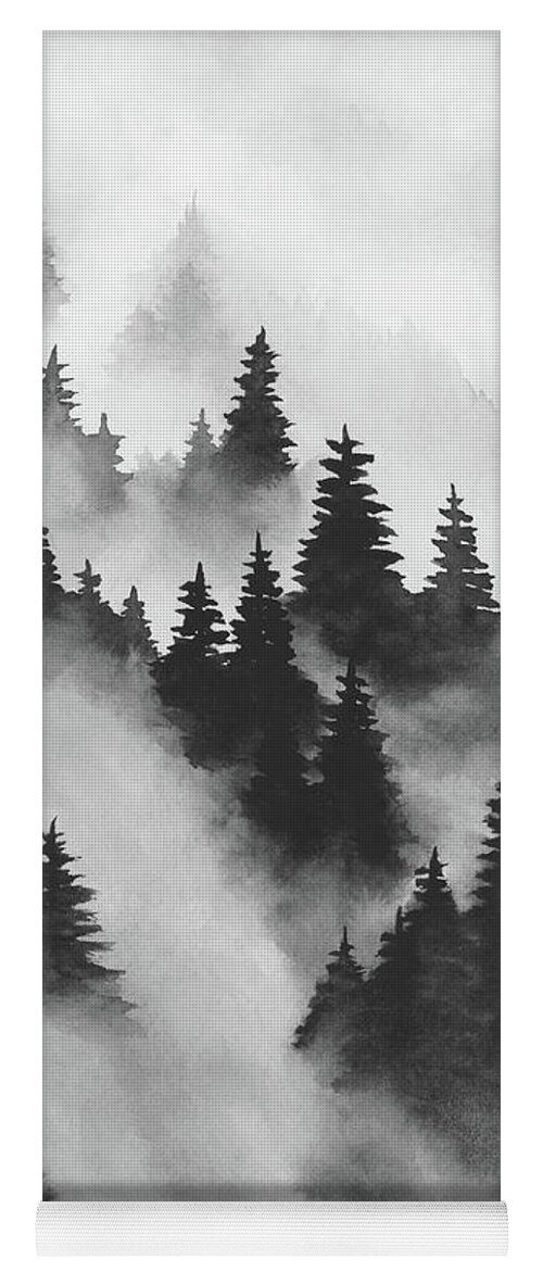 White Yoga Mat featuring the painting Trees Above the Fog I by Rachel Elise
