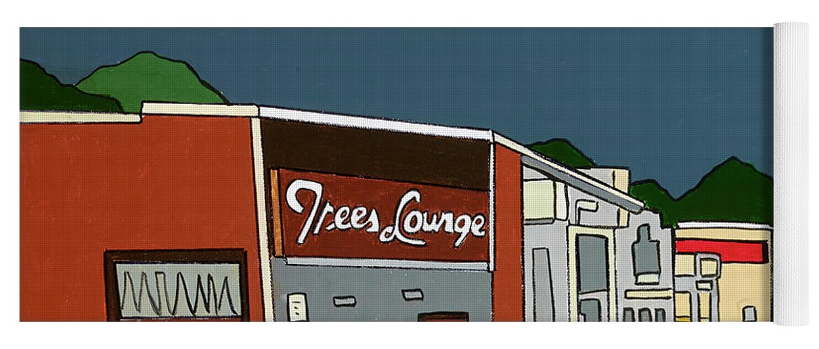 Trees Lounge Bar Valley Stream Yoga Mat featuring the painting Trees Lounge by Mike Stanko