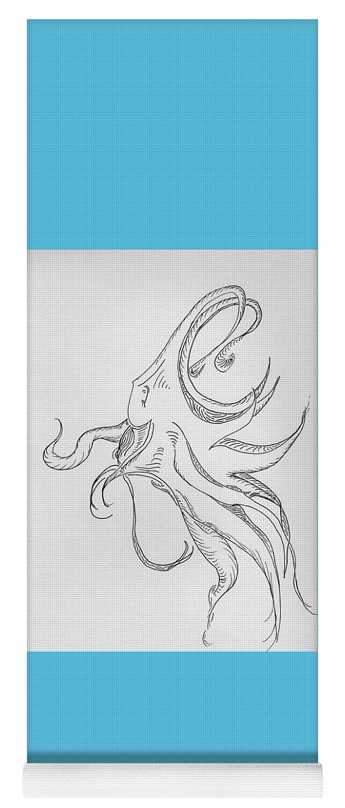 Octopus Yoga Mat featuring the drawing Tresses by Bethany Beeler