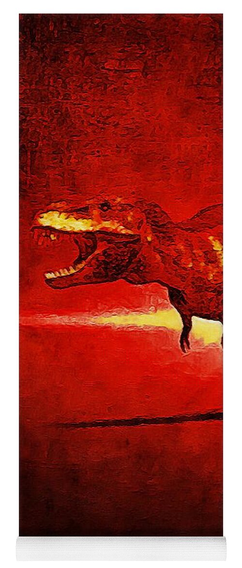 Trex Yoga Mat featuring the digital art TRex with an Abstract Red Effect by Douglas Brown