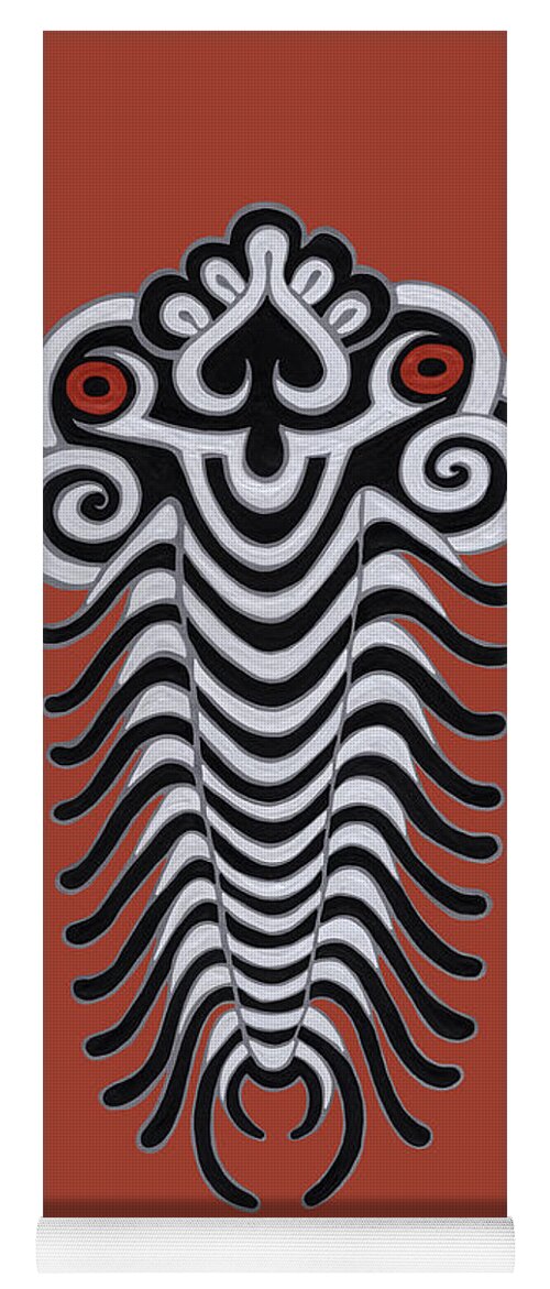 Sea Creature Yoga Mat featuring the painting Trilobite. Red by Amy E Fraser