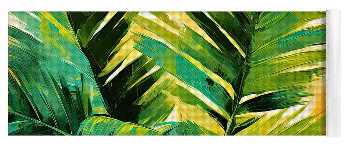 Tropical Leaves Yoga Mat featuring the digital art Tropical Leaves by Lourry Legarde