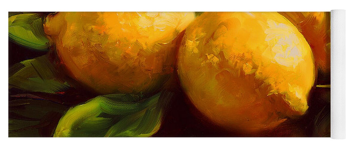 Lemons Yoga Mat featuring the painting Tropical Lemons by Laurie Snow Hein
