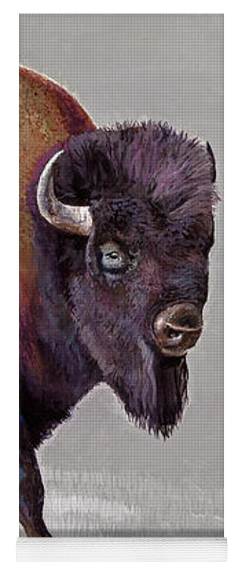 Bison Yoga Mat featuring the painting True Colors by Averi Iris