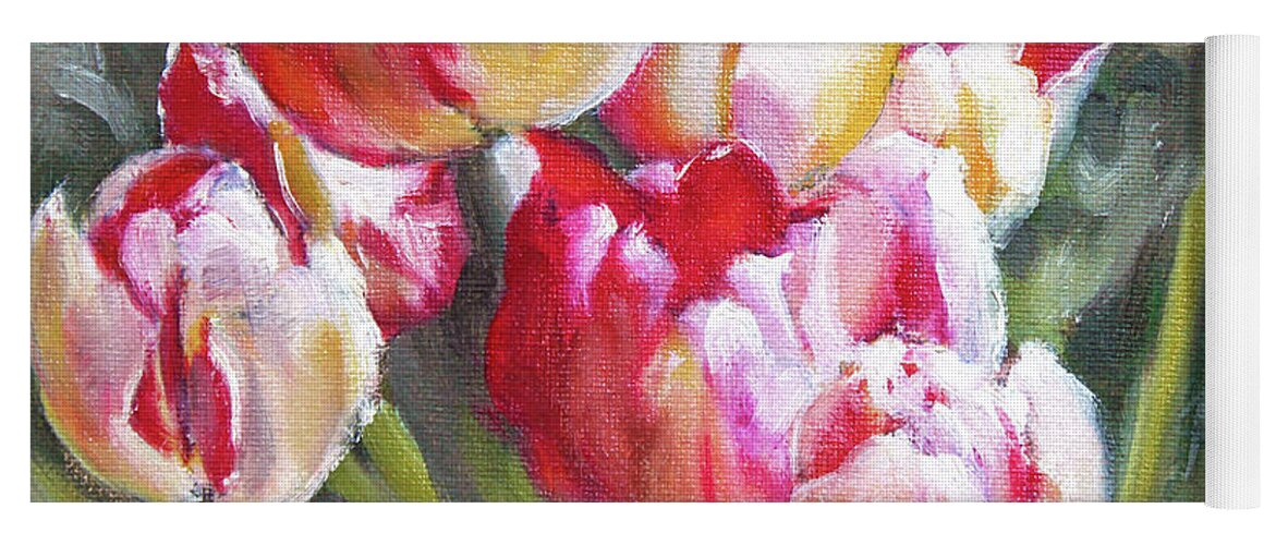 Tulips Yoga Mat featuring the painting Tulips from the Market by Roxanne Dyer