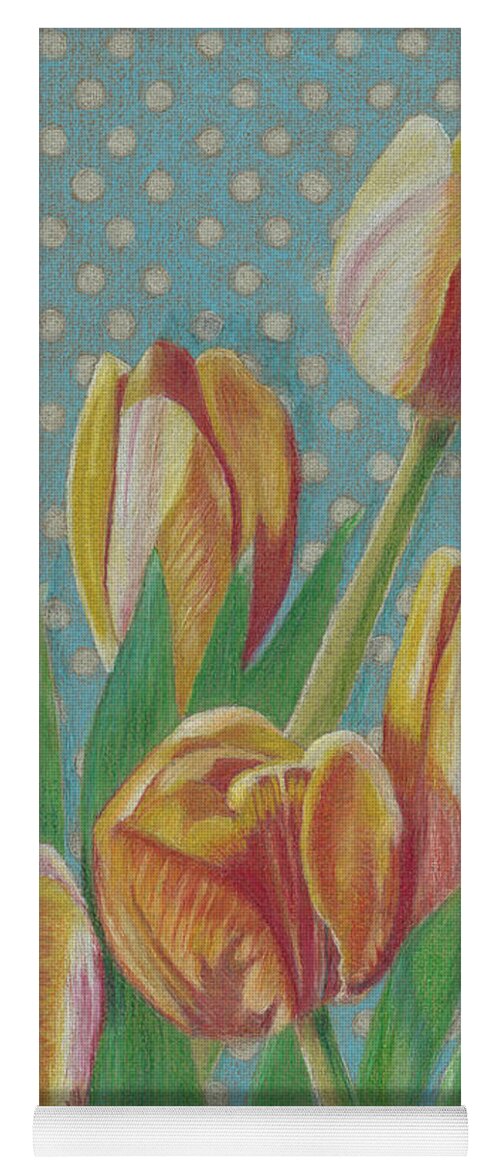 Tulips Yoga Mat featuring the painting Tulips on Dots by Arlene Crafton