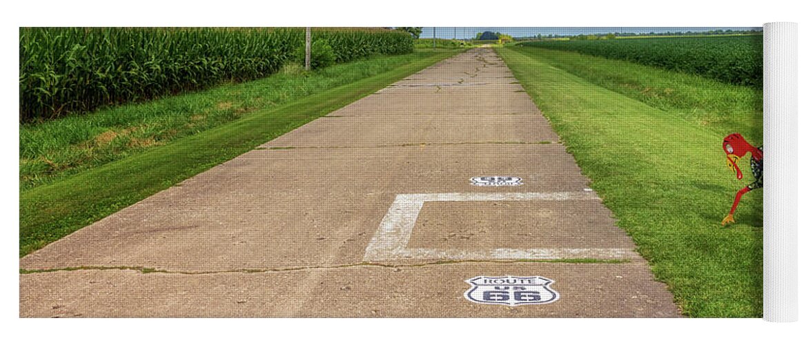 Route 66 Yoga Mat featuring the photograph Turkey Tracks on Route 66 - Nilwood, Illinois by Susan Rissi Tregoning