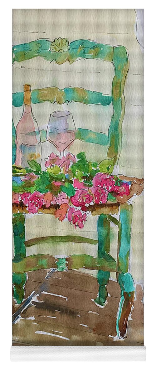 Flowers Yoga Mat featuring the painting Turquoise Chair by Patsy Walton