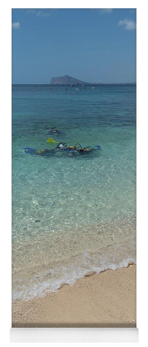 Mediterranean Yoga Mat featuring the photograph Turquoise blue sea water and diving in Calpe by Adriana Mueller