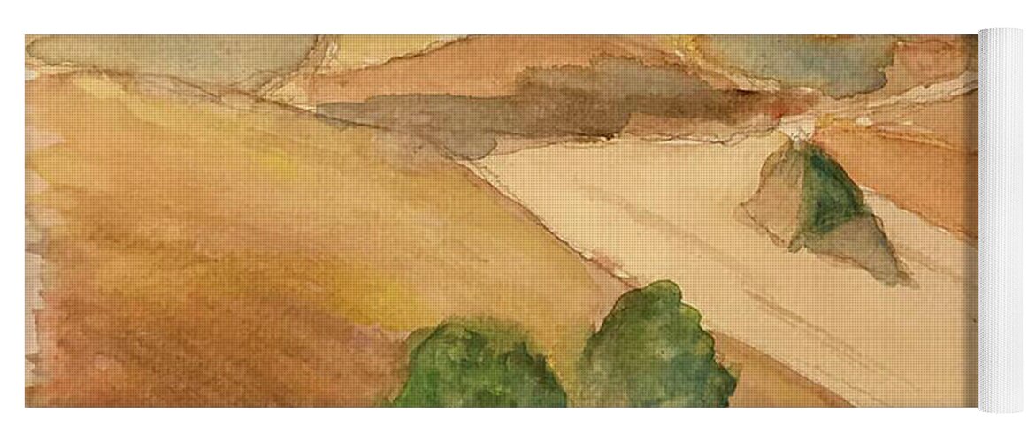  Yoga Mat featuring the painting Tuscan Fields by John Macarthur
