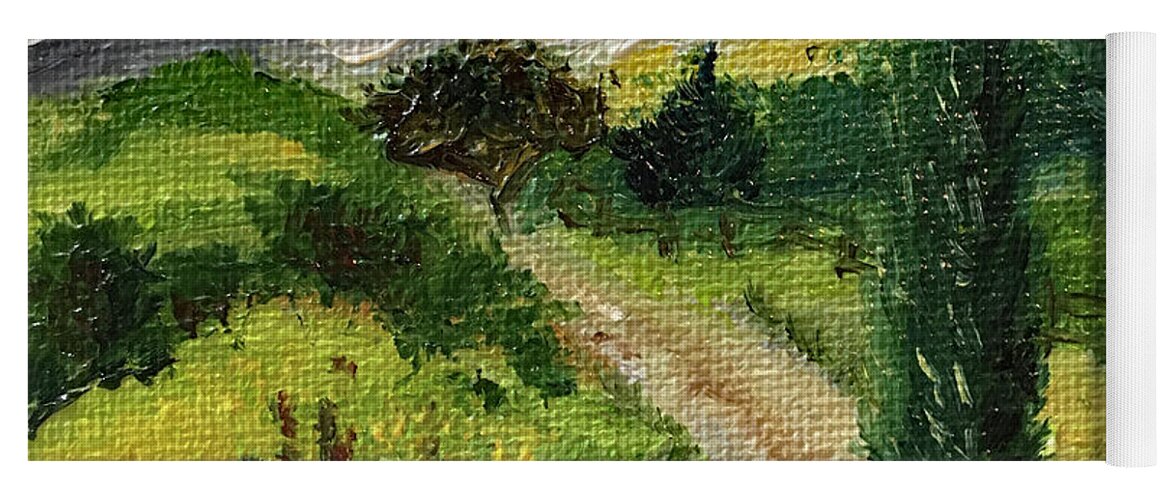 Tuscany Yoga Mat featuring the painting Tuscan Winding Road by Roxy Rich