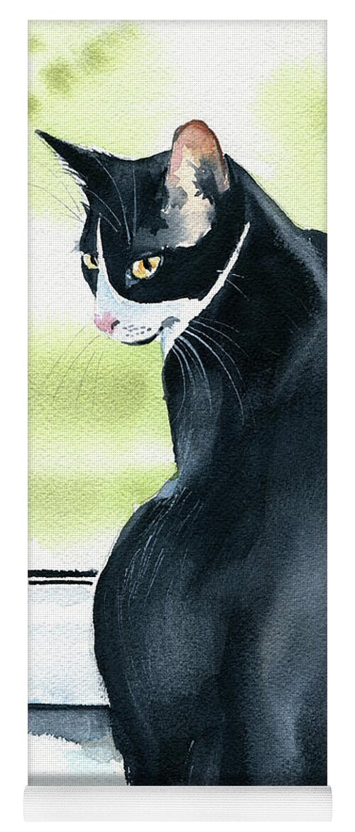 Cats Yoga Mat featuring the painting Tuxedo Cat Painting by Dora Hathazi Mendes