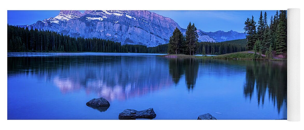 Two Jack Lake Yoga Mat featuring the photograph Twilight at Two Jack Lake by Jaki Miller