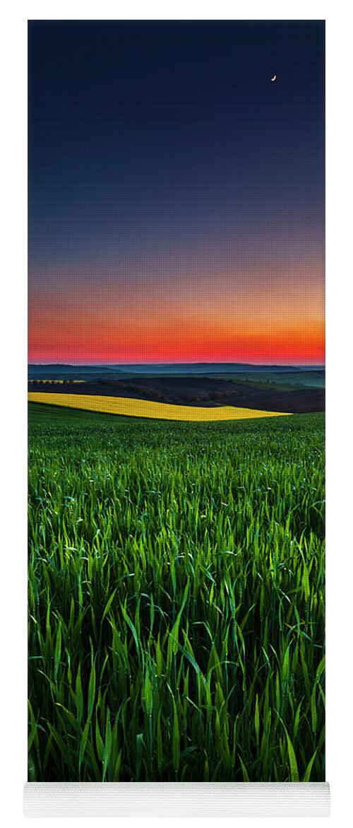 Dusk Yoga Mat featuring the photograph Twilight Fields by Evgeni Dinev