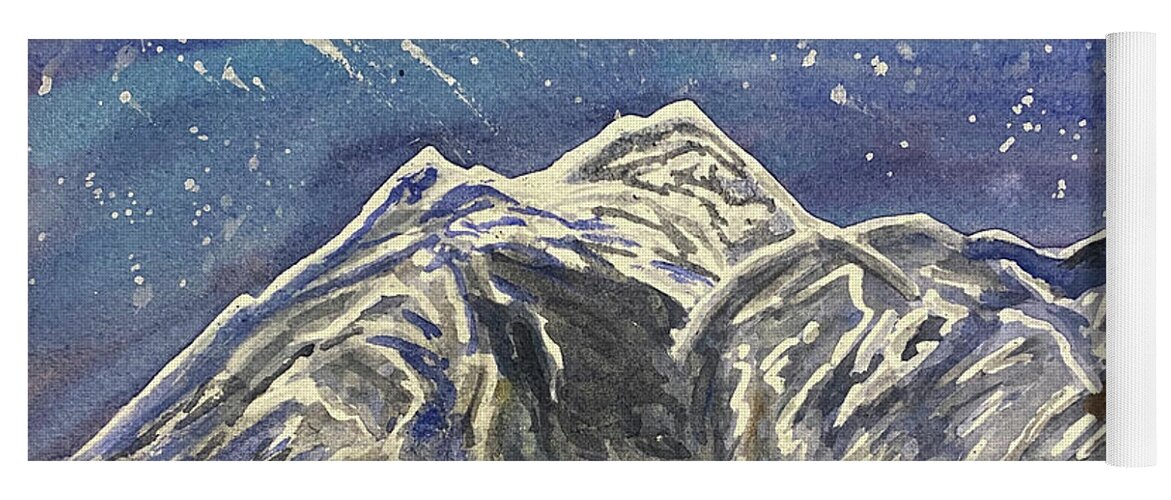 Mt Baker Yoga Mat featuring the painting Twilight Mountain by Lisa Neuman