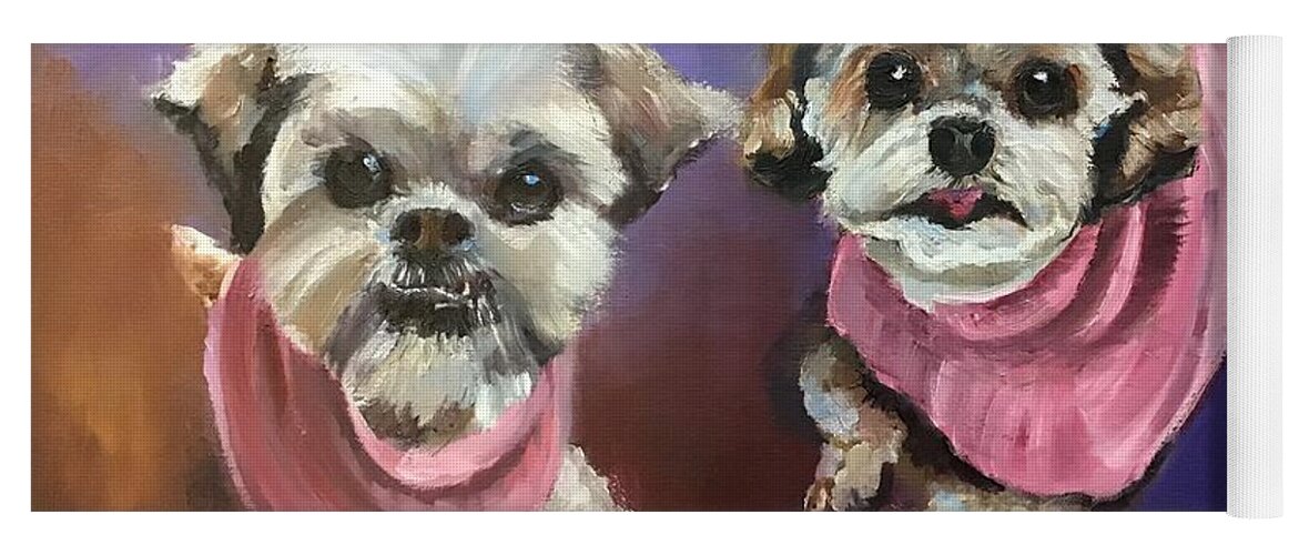 Small Dogs Yoga Mat featuring the painting Two Little Dogs by Jan Dappen