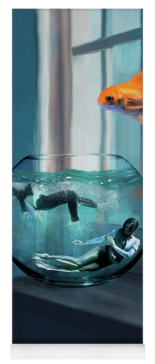 Pink Floyd Yoga Mat featuring the digital art Two Lost Souls Swimming in a Fishbowl by Nikki Marie Smith