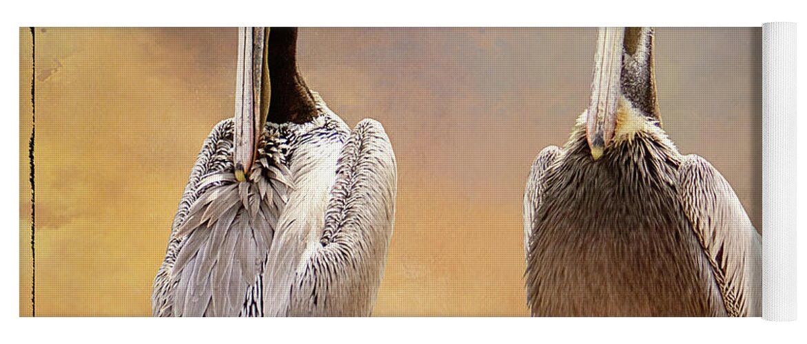 Pelicans Yoga Mat featuring the digital art Two Pelicans by Linda Lee Hall