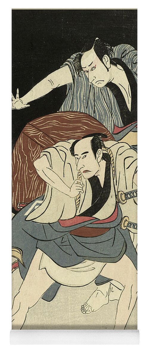Utagawa Toyokuni Yoga Mat featuring the drawing Two samurai by Utagawa Toyokuni