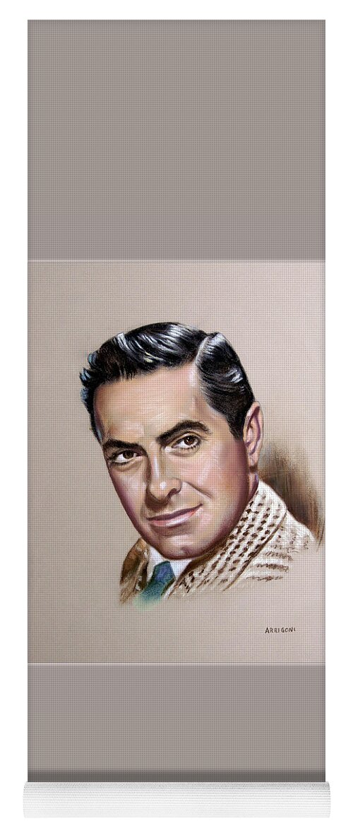 Tyrone Power Yoga Mat featuring the painting Tyrone Power-faux border by David Arrigoni
