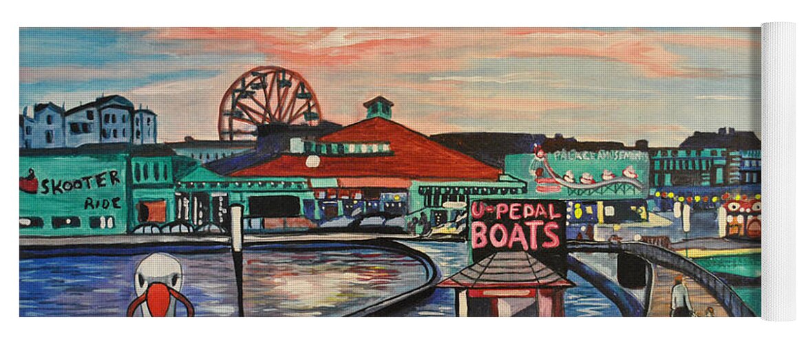 Asbury Art Yoga Mat featuring the painting U-Pedal the Boat by Patricia Arroyo