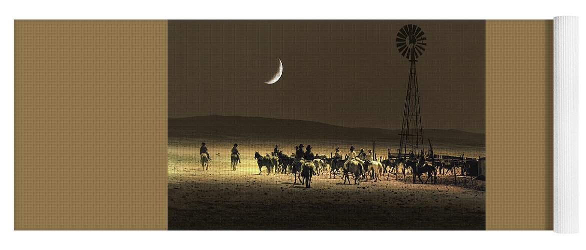 Cowboys Yoga Mat featuring the photograph Under A Rustlers Moon by Don Schimmel