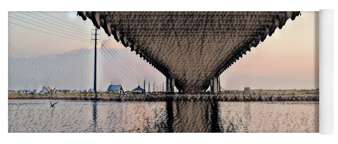 Rainy Yoga Mat featuring the photograph Under the IRI Bridge in Charcoal by Bill Swartwout