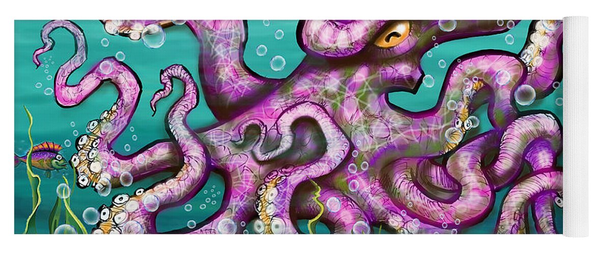 Octopus Yoga Mat featuring the digital art Undersea Garden Party by Kevin Middleton
