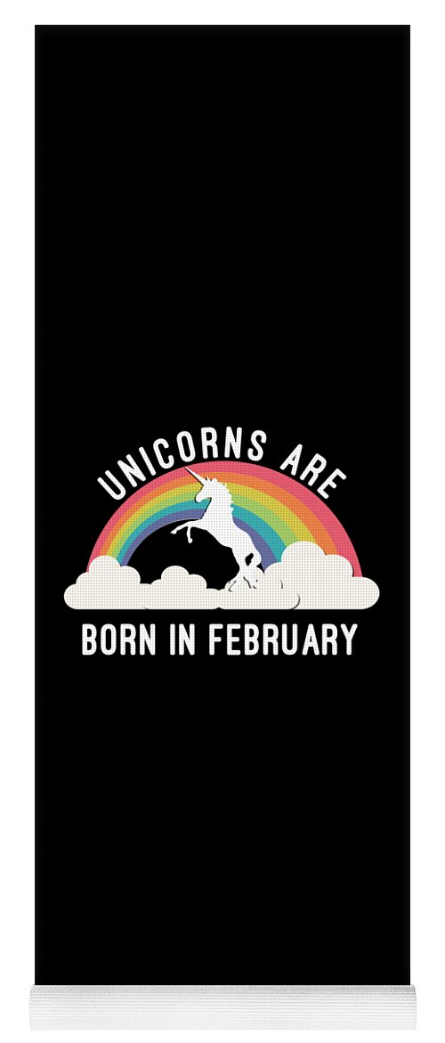 Funny Yoga Mat featuring the digital art Unicorns Are Born In February by Flippin Sweet Gear