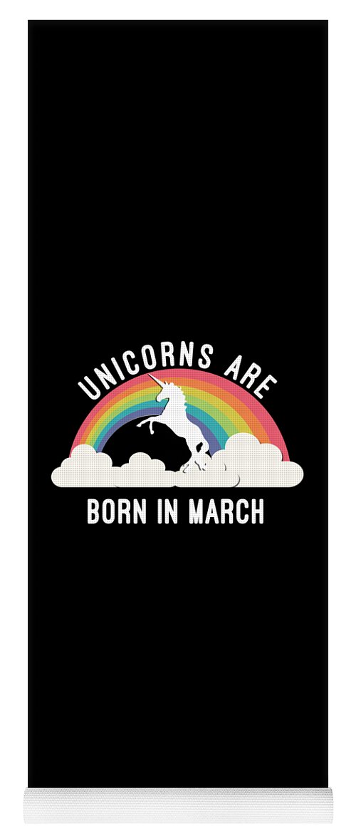 Funny Yoga Mat featuring the digital art Unicorns Are Born In March by Flippin Sweet Gear