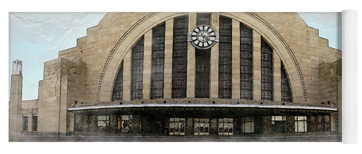 Union Terminal Yoga Mat featuring the photograph Union Terminal painterly panorama by Bentley Davis