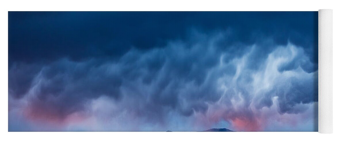 Taos Yoga Mat featuring the photograph Unique Rain Clouds Over Taos Mountains by Elijah Rael