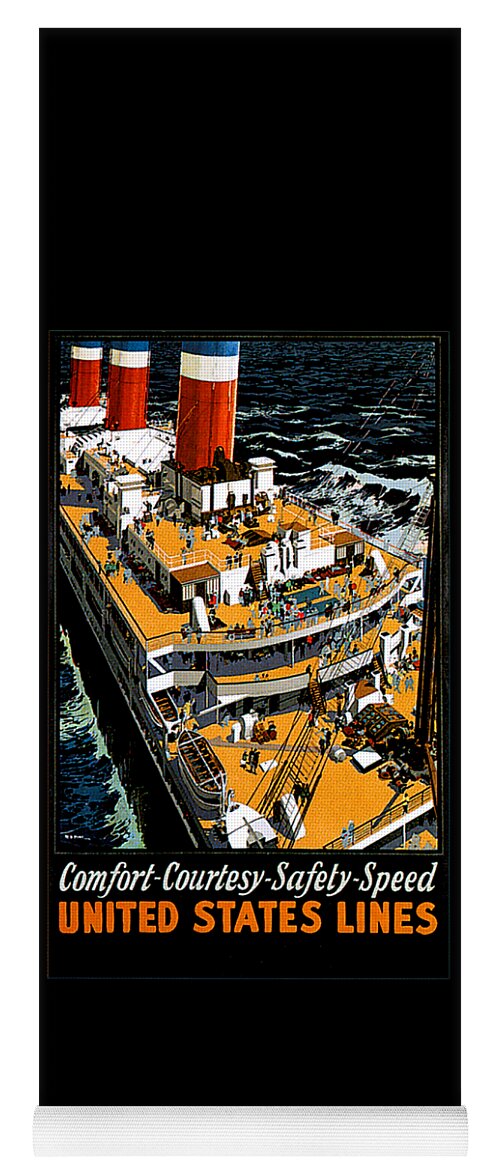 United States Yoga Mat featuring the painting United States Lines Travel Poster 1920s by Unknown