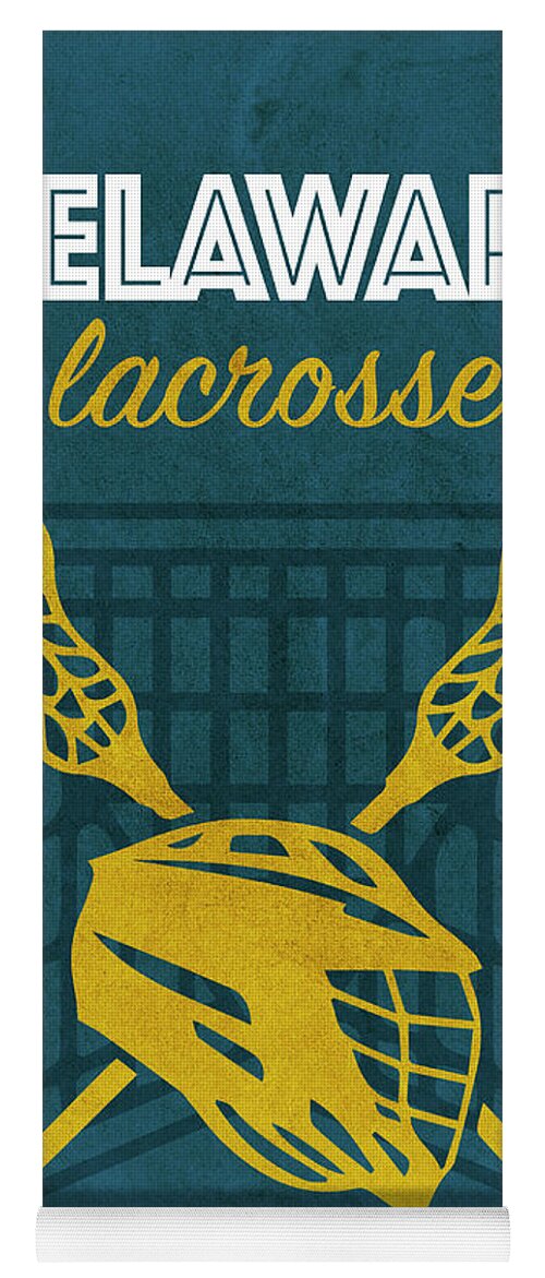University Of Delaware Yoga Mat featuring the mixed media University of Delaware College Lacrosse Sports Vintage Poster by Design Turnpike