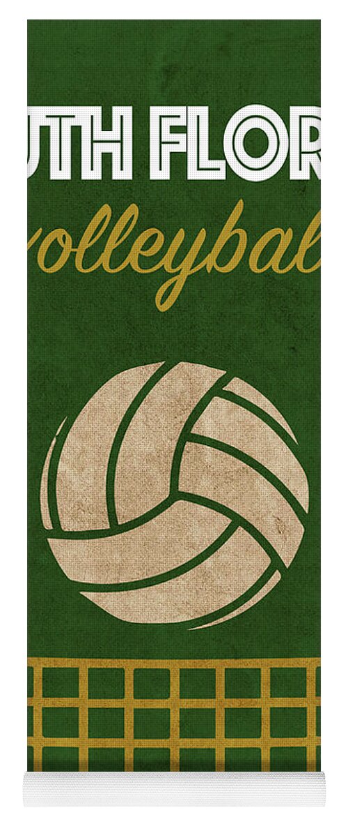 University Of South Florida Yoga Mat featuring the mixed media University of South Florida Volleyball Team Vintage Sports Poster by Design Turnpike