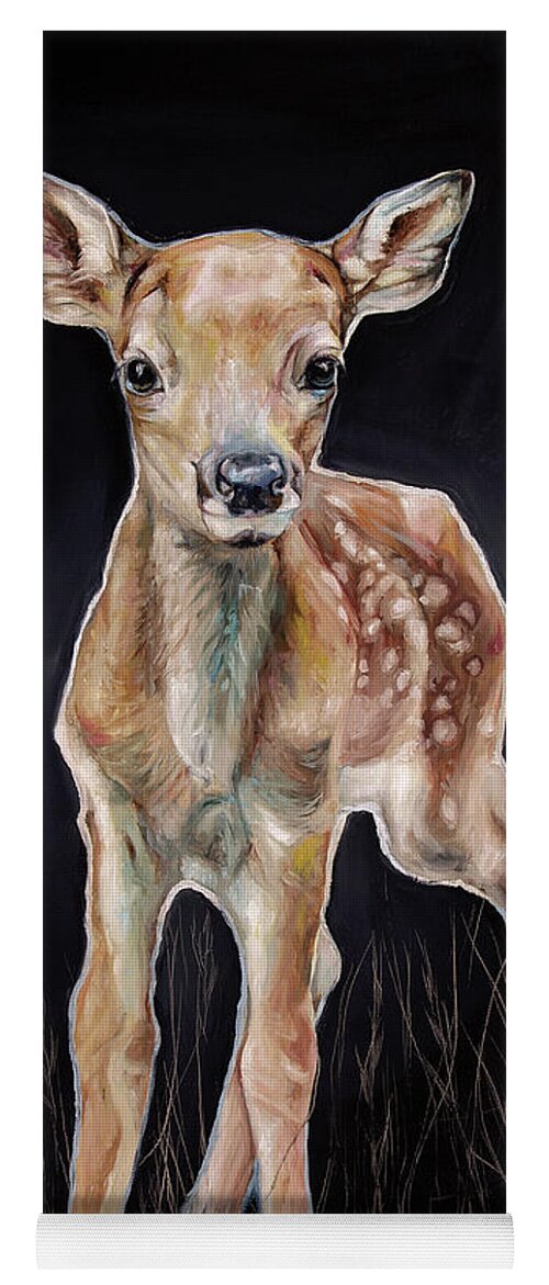 Deer Yoga Mat featuring the painting First Steps by Averi Iris