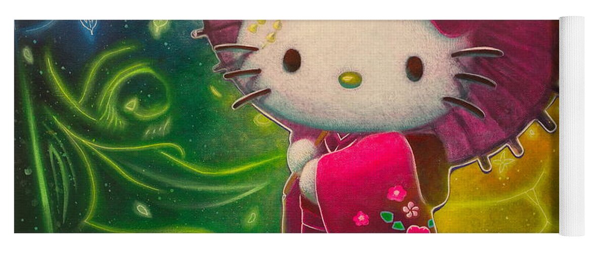 Untitled Hello Kitty of Sanrio Yoga Mat by Michael Andrew Law