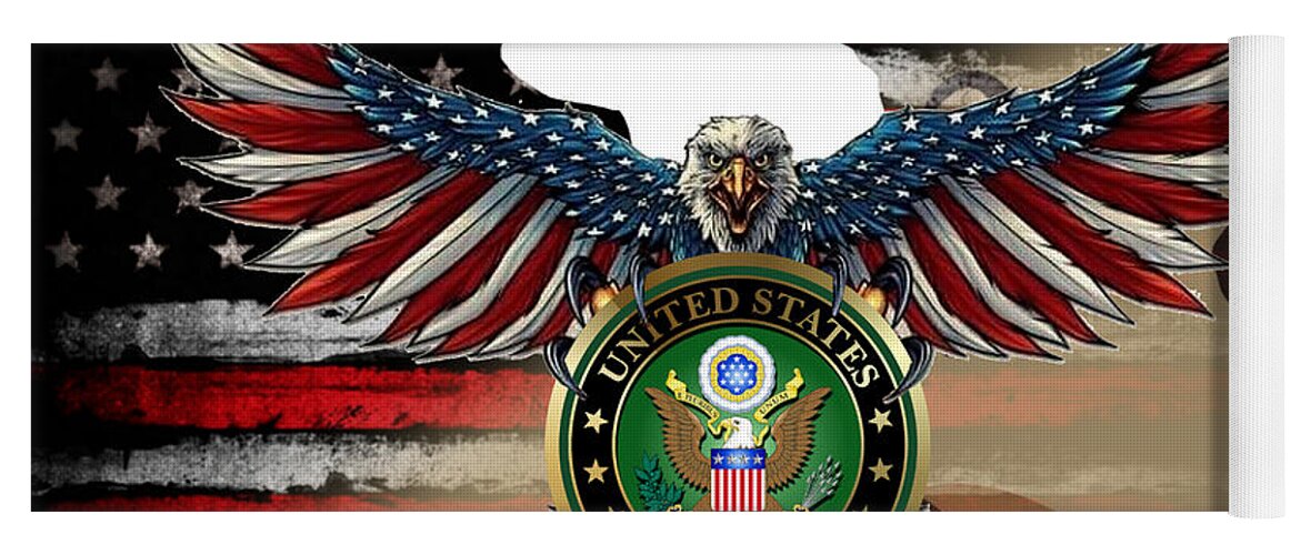 Us Yoga Mat featuring the digital art US Army With Eagle by Bill Richards