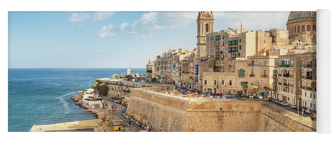 Valletta Skyline Yoga Mat featuring the photograph Valletta and Marsamxett Harbour, Malta by Neale And Judith Clark