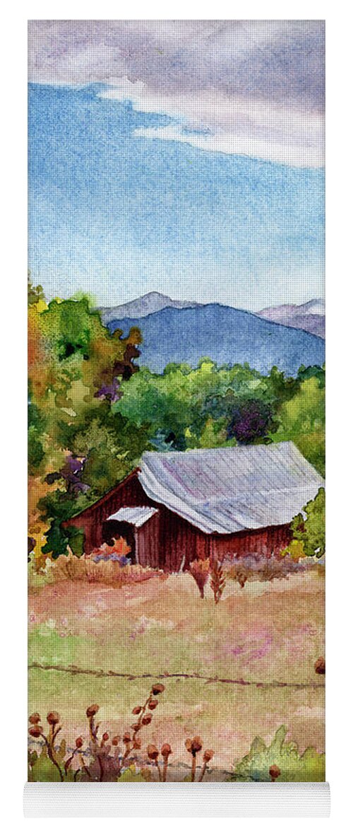 Barn Painting Yoga Mat featuring the painting Valmont Barn by Anne Gifford