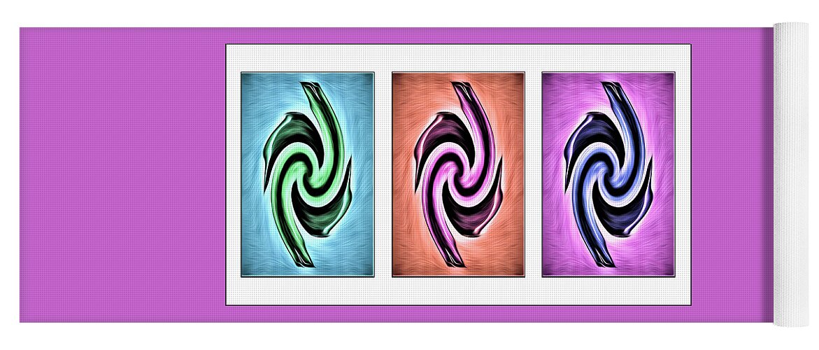 Living Room Yoga Mat featuring the digital art Vases in Three - Abstract White by Ronald Mills