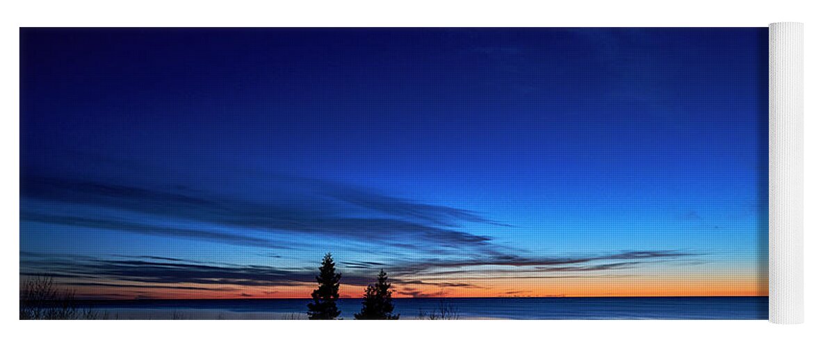 Environment Water Shore Frozen Blue Colorful Wilderness Sunset Light Shoreline Rocky Scenic Ice Cold Terrain Icy Vibrant Natural Close Up Canada Yoga Mat featuring the photograph Velvet Horizons by Doug Gibbons