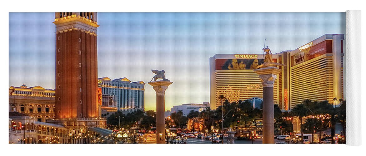 The Venetian Yoga Mat featuring the photograph Venetian hotel plaza, Las Vegas by Tatiana Travelways