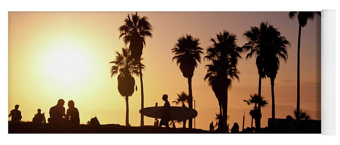 Venice Beach Yoga Mat featuring the photograph Venice Beach Sunset by Chris Goldberg