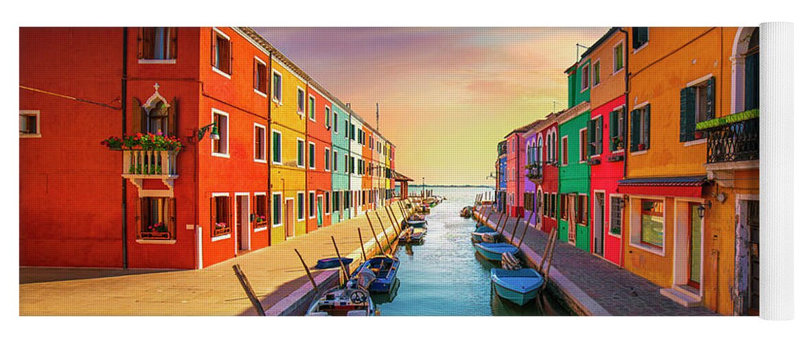 Burano Yoga Mat featuring the photograph Burano Late Afternoon by Stefano Orazzini