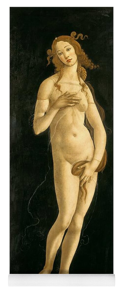 Venus Pudica Yoga Mat featuring the painting Venus Pudica by Sandro Botticelli