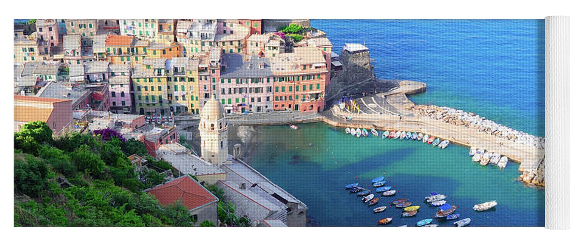 Vernazza Yoga Mat featuring the photograph Vernazza of Cinque Terre, Italy by Anastasy Yarmolovich